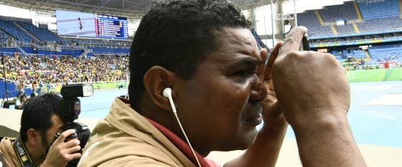 Blind Brazilian photographer Joao Maia takes pictures with his smartphone using the sound as a reference during the Rio 2016 Paralympic Games in Rio de Janeiro, Brazil on September 9, 2016. 41-year-old Maia lost his sight at age 28 due to an affection of the uvea. This is the first sportive event y covers as a photographer. / AFP / CHRISTOPHE SIMON (Photo credit should read CHRISTOPHE SIMON/AFP/Getty Images)
