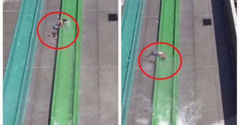 El aterrador momento en el que un niño salió disparado de un tobogán de agua de 3 pisos