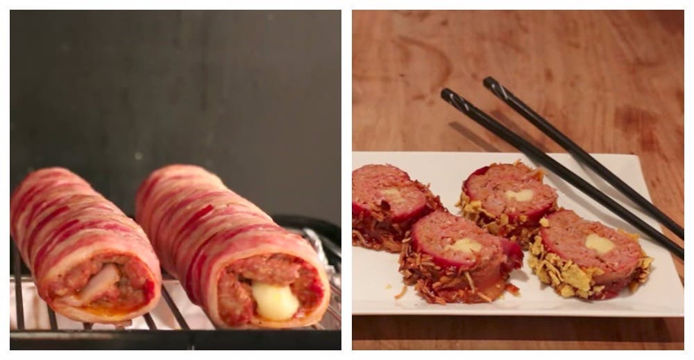 ¿Alguna vez has soñado con probar sushi de carne con bacon? ¡Aquí verás cómo prepararlo!