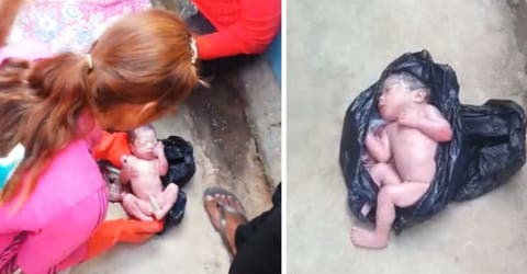 El desgarrador rescate de un bebé recién nacido hallado dentro de una bolsa de basura