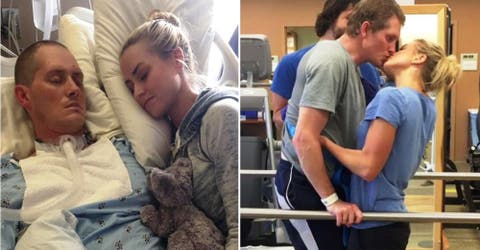 Emociona a todos al besar a su esposa por primera vez tras salir del estado de coma