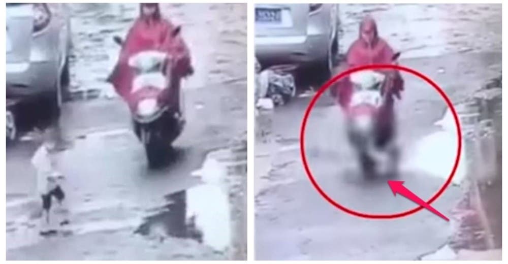 El estremecedor momento en el que una indolente mujer pisó a un niño con su scooter El estremecedor momento en el que una indolente mujer pisó a un niño con su scooter