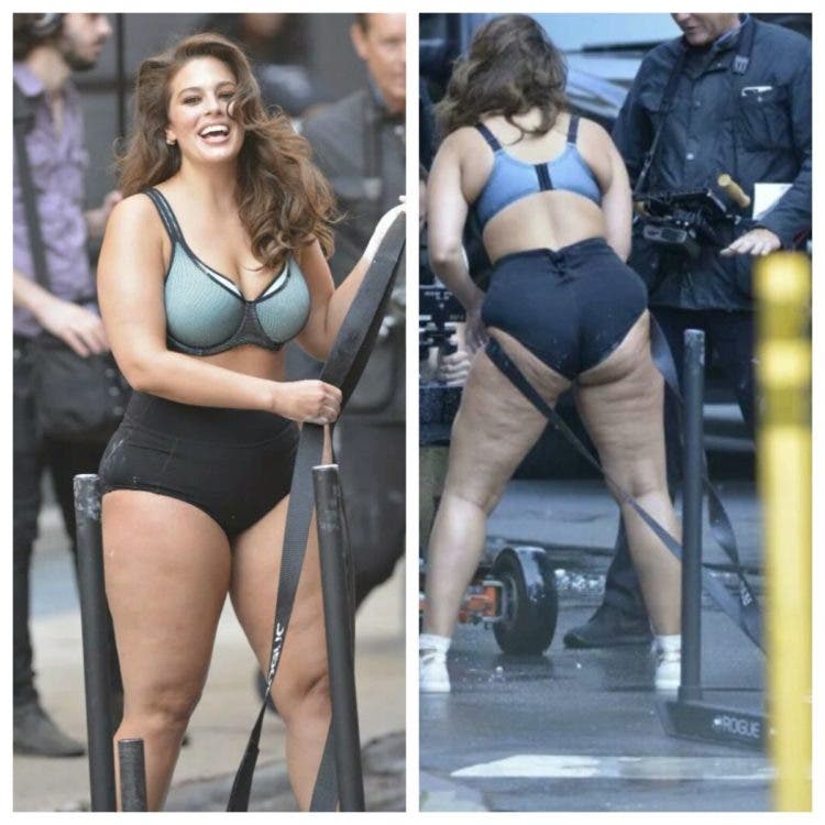 ashley graham modelo plus sizecurvy muestra sus piernas curavas celulitis sesion fotos nueva york ny fashion week 