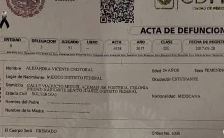 Le roban tarjeta y sus ahorros después de fallecer en el terremoto de México Alejandra Vicente compras 1800 usd credit card savings stolen 