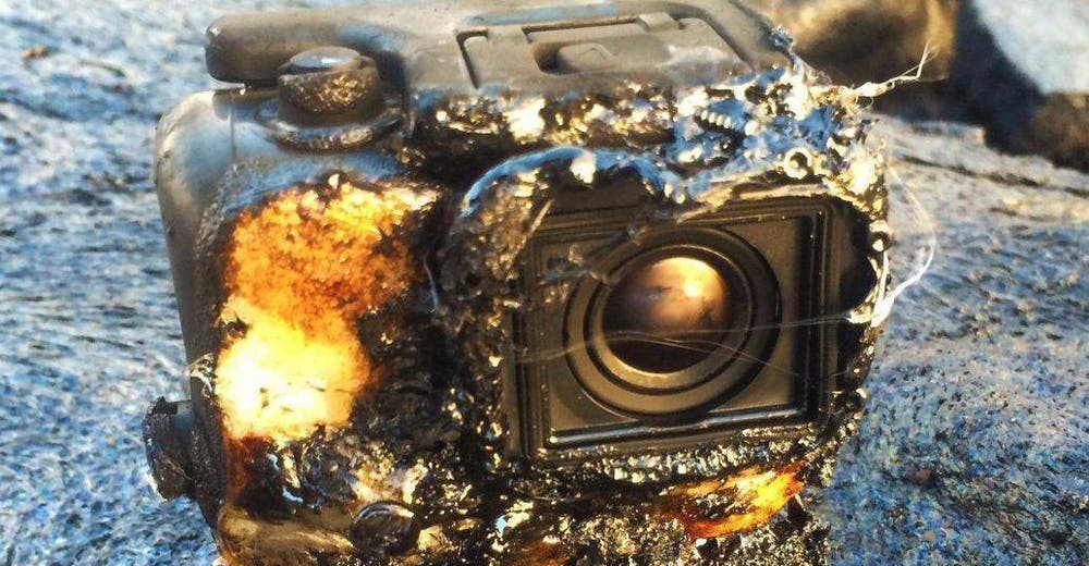 El impresionante video que logró grabar una cámara GoPro tras sobrevivir a un baño de lava