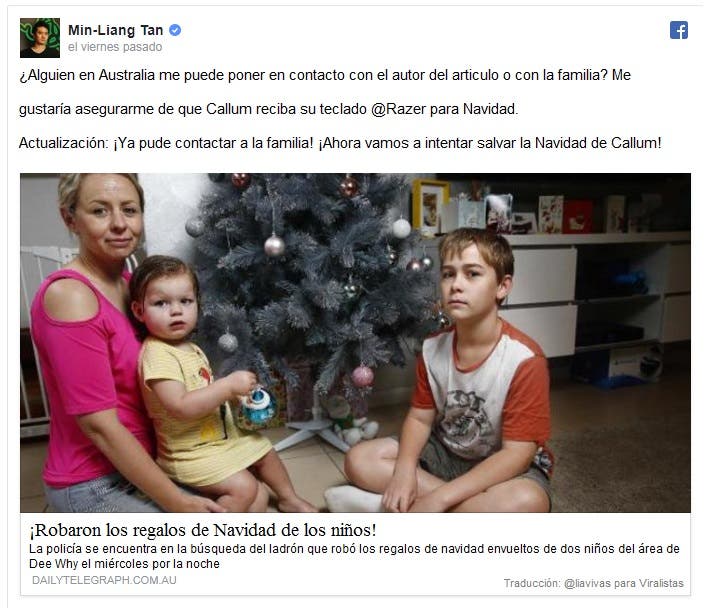 Adela Courteille y sus hijos Callum, de 12 años y Chelsea dee why sidney australia robo regalos navidad razer teclado juegos Tan Min-Liang ceo salvo navidad 