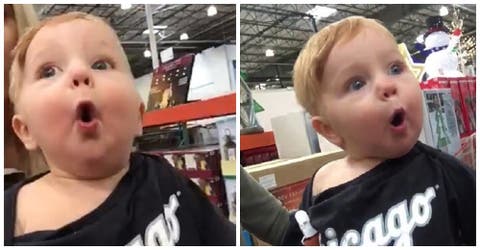 Graba la adorable reacción de su bebé al ver los adornos de Navidad en una tienda