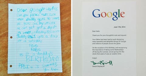 La hija de un empleado de Google le envió una carta a la empresa y la respuesta conmovió a todos