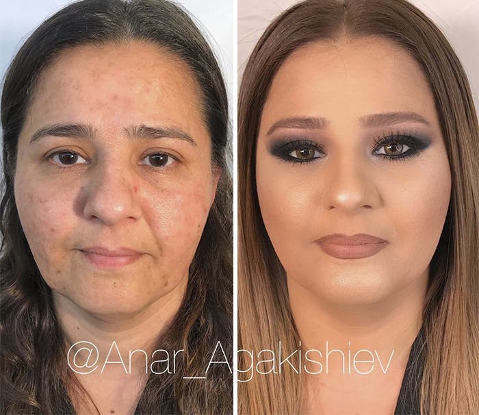 artista del maquillaje se dedica a transformar a mujeres decadas menores mejor especializado es esconder arrugas parece photoshop Anar Agakishiev Azerbaijan bolsas de ojos manchas piel make up artist amazing transformations younger decades looking better