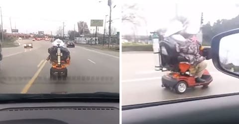 Una anciana causa pánico al conducir una silla de ruedas motorizada en una autopista