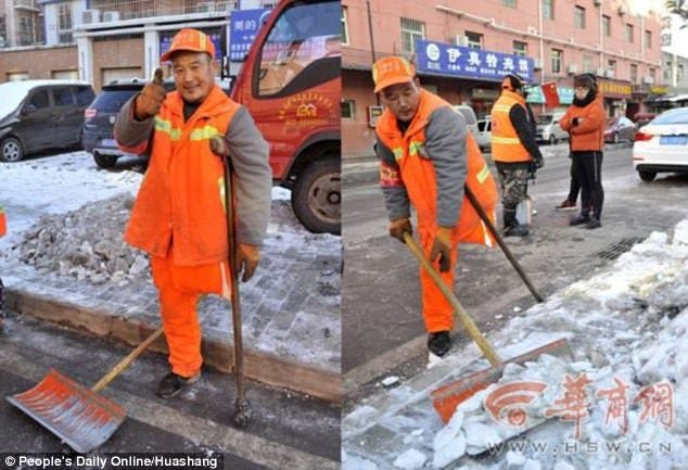  hombre con una pierna que también es sordo ha trabajado como barrendero toda su vida nunca ha tomado un dia libre es un ejemplo de trabajo y superación Shang Wuyi China 46 años