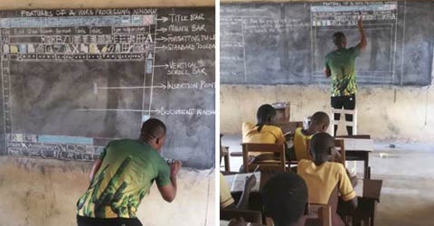 Microsoft responde a las imágenes virales del profesor de Ghana que enseña Word en la pizarra