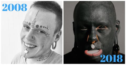 Un joven se tatúa durante 10 años hasta dejar su cuerpo completamente negro