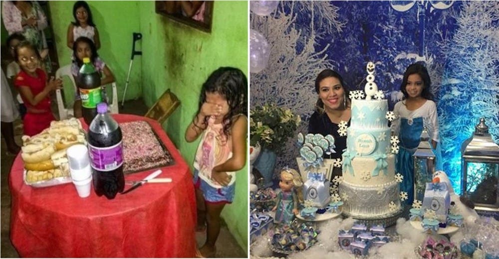 La niña que agradeció su humilde pastel de cumpleaños celebra la fiesta de sus sueños La niña que agradeció su humilde pastel de cumpleaños celebra la fiesta de sus sueños
