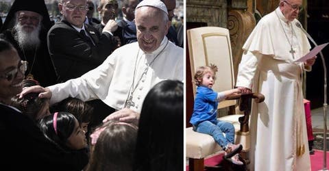 La reacción del Papa cuando una niña con Síndrome de Down se le acercó enloquece las redes