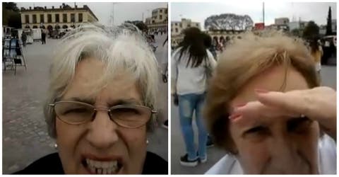 La infructuosa lucha de 2 abuelitas por hacerse una selfie se hace viral