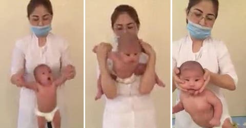 Los peligrosos masajes que recibe esta pequeña bebé han indignado a miles de personas