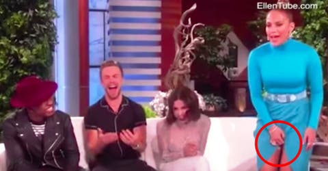Jennifer López intenta hacer un baile sensual en el show de Ellen y muestra más de lo debido