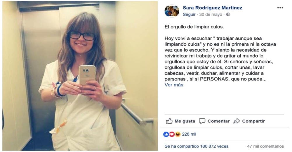 «Orgullosa de limpiar culos»: la carta de una auxiliar de enfermería se vuelve viral «Orgullosa de limpiar culos»: la carta de una auxiliar de enfermería se vuelve viral