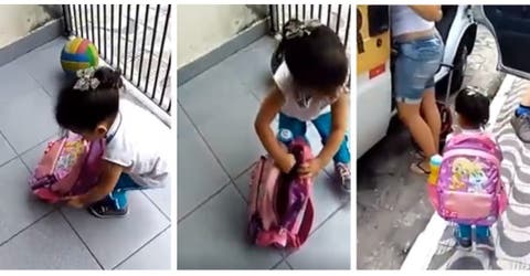Graban a una niña que intentó ocultar su perro en su mochila para llevarlo a clases