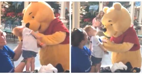 Winnie the Pooh se acerca a un niño con necesidades especiales en Disney y todo queda grabado