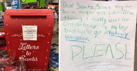 Una niña le pide a Santa un riñón para su hermano en una emotiva carta
