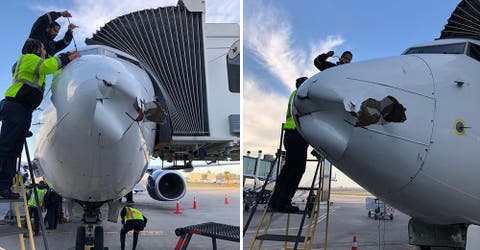 Un vehículo aéreo no tripulado impacta contra un avión aterrorizando a los pasajeros