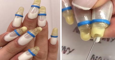 La nueva e insólita moda en manicura de lucir uñas de biberón con leche