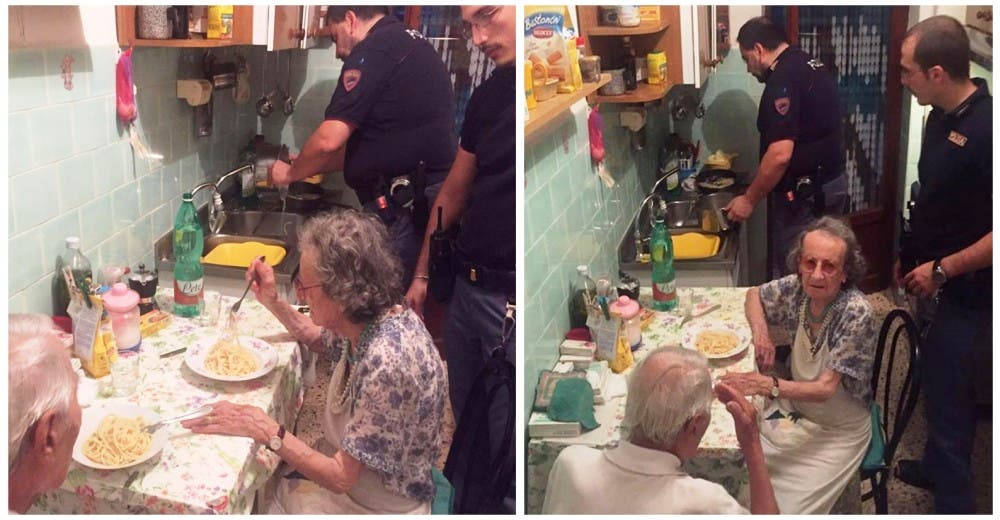 Fuertes llantos alertaron a la policía, entraron al hogar y cocinaron pasta para estos ancianos