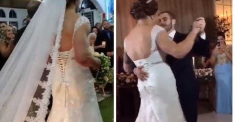 La novia musculosa que impresionó a todos con sus bíceps y su estatura