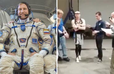 Astronauta aprende a caminar