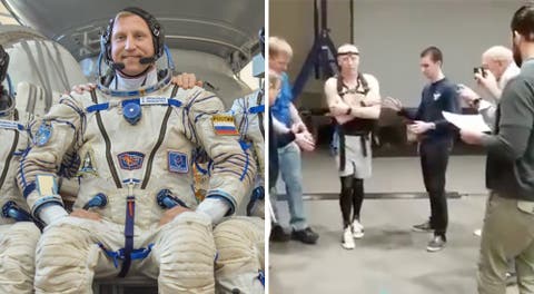 Astronauta aprende a caminar