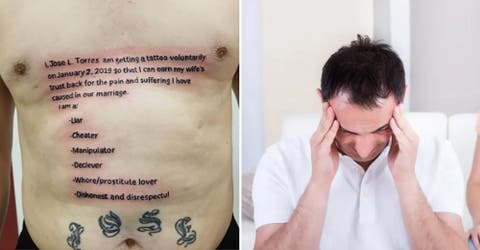 Se hace un tatuaje para pedirle perdón a su esposa y el resultado fue fatal
