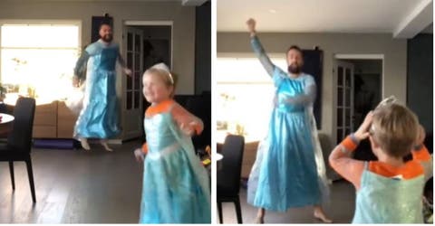 Su hijo de 4 años se quiso disfrazar de Elsa de Frozen, lo acompañó y grabó un vídeo viral