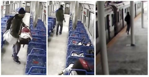La desesperación de un padre persiguiendo al tren que se lleva a su bebé