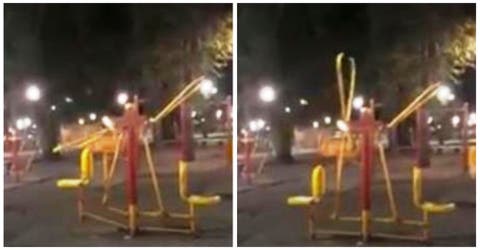 El «fantasma de la plaza» se hace viral tras grabarlo haciendo ejercicio cerca de un cementerio