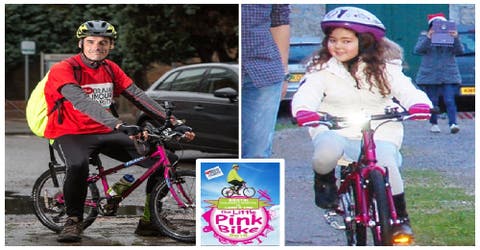 El gesto de un padre que viaja más de 300 Km en la pequeña bicicleta rosa de su hija fallecida