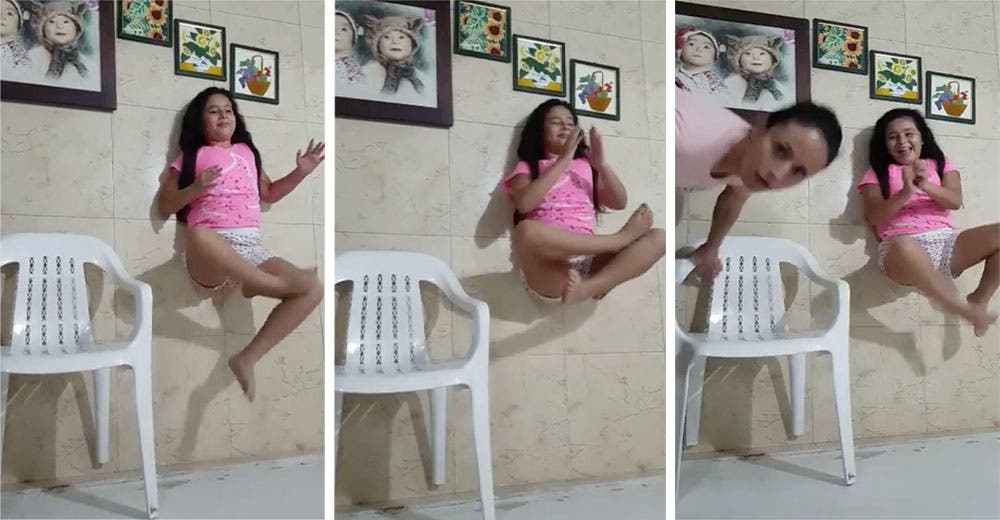 Una niña graba su perfecto truco para levitar pero aparece su madre para arruinarlo todo