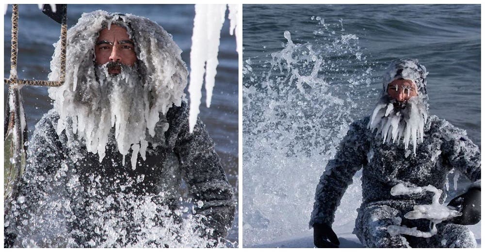 Las impresionantes fotos del hombre que se niega a dejar de surfear incluso bajo el frío extremo Las impresionantes fotos del hombre que se niega a dejar de surfear incluso bajo el frío extremo