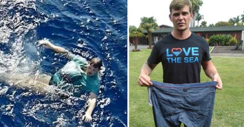 Sobrevive durante horas en medio del océano gracias a un curioso truco con sus pantalones
