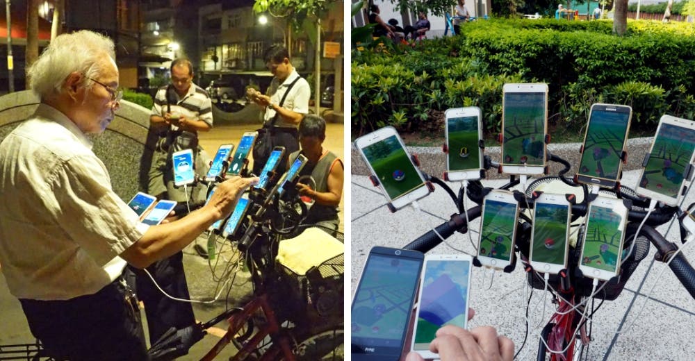 Un anciano conduce su bicicleta con 21 teléfonos móviles conectados para satisfacer su adicción Un anciano conduce su bicicleta con 21 teléfonos móviles conectados para satisfacer su adicción