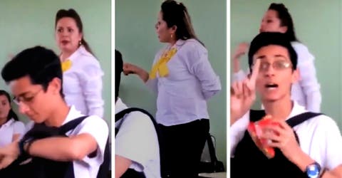 Un joven aprovecha discusión de su profesora para vender caramelos y se hace viral