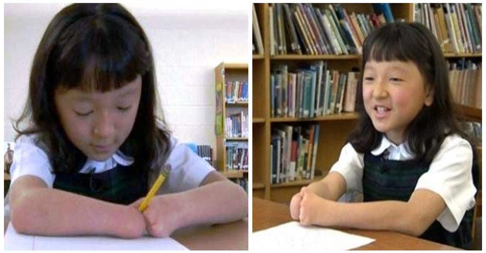 La pequeña de 10 años que a pesar de que nació sin manos ganó un concurso nacional de caligrafía La pequeña de 10 años que a pesar de que nació sin manos ganó un concurso nacional de caligrafía