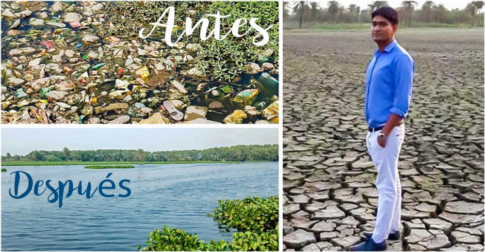 Un joven de 26 años limpia y revive lagos muertos en la India con una extraordinaria labor