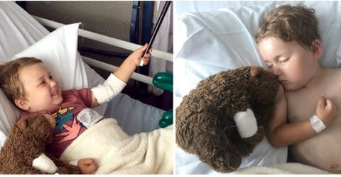 Un niño de 4 años recupera el oso de peluche que lo acompaña durante sus últimos meses de vida