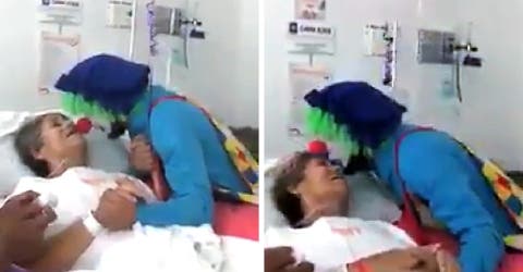 El emotivo momento en que un payasito se despide de su abuela en sus últimas horas de vida