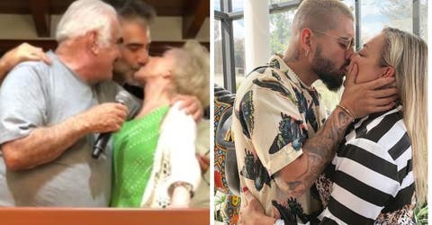 Las controvertidas imágenes de Maluma y Alejandro Fernández besando a sus madres en la boca