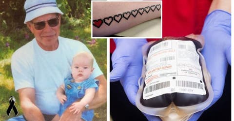 Se hace un emblemático tatuaje para donar 34 litros de sangre y honrar la memoria de su abuelo