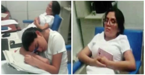 Graban a dos enfermeras durmiendo plácidamente durante su turno en un hospital