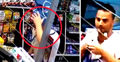 La cámara de inseguridad graba el descuido de un ladrón al terminar de robar una tienda